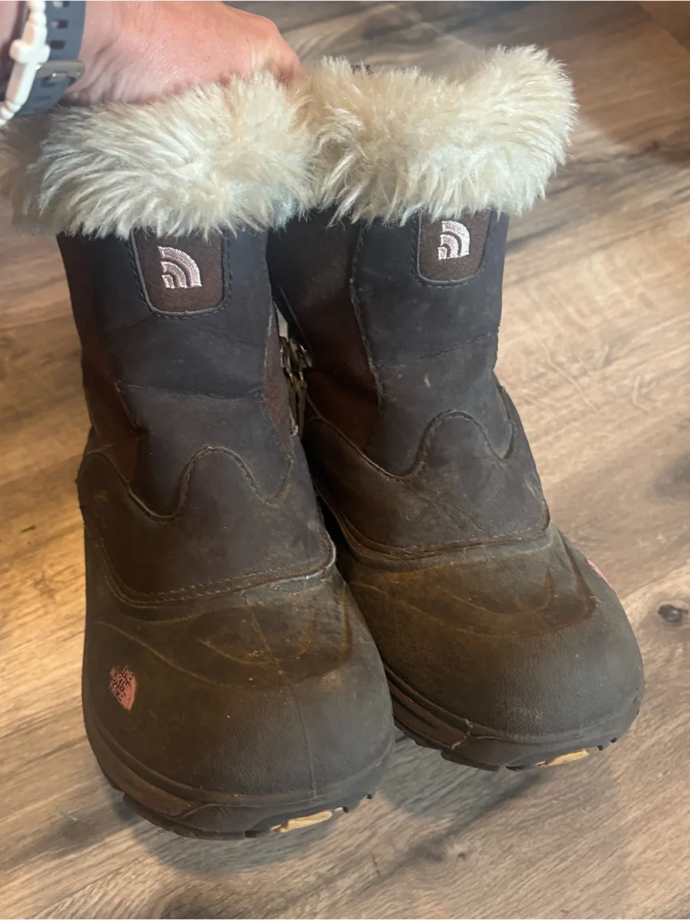 The North Face heat seeker Brown Insulated Fur-Trim Winter Boots girls size 3